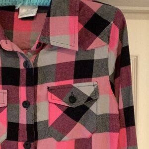 O'Neill Pink and Blue Plaid Button Down Shirt